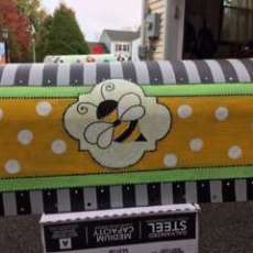 Hand Painted Bee Striped Mailbox