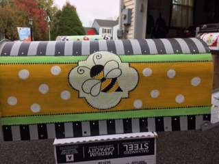 Hand Painted Bee Striped Mailbox