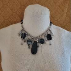 Black and Silver Vintage Stone Necklace