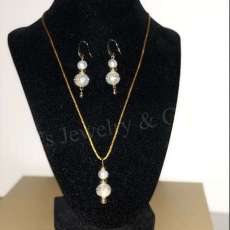 Antique Gold Satin Cord Pearl Set