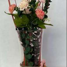 Baby Pink/Gray/White Bouquet Flower Vase
