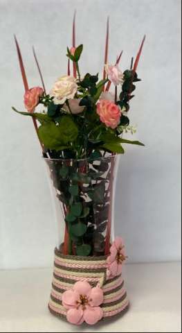 Baby Pink/Gray/White Bouquet Flower Vase
