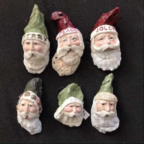 Oyster Shell Santa Ornaments