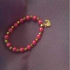 Pink Pearl Beads Stretchy Bracelet With Whale Charm