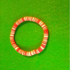 Stretchy Orange & White Heishi Clay Beads Bracelet