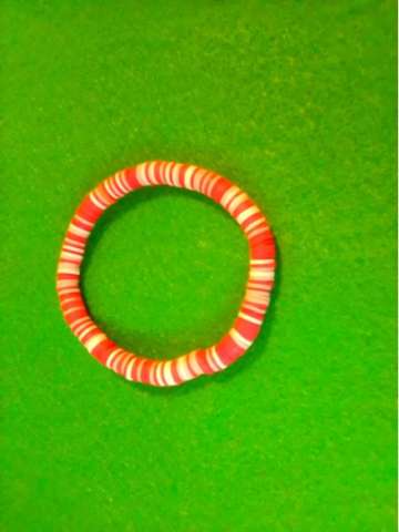 Stretchy Orange & White Heishi Clay Beads Bracelet