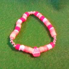 Stretchy Strawberry Cupcake Heishi Clay Beads Bracelet