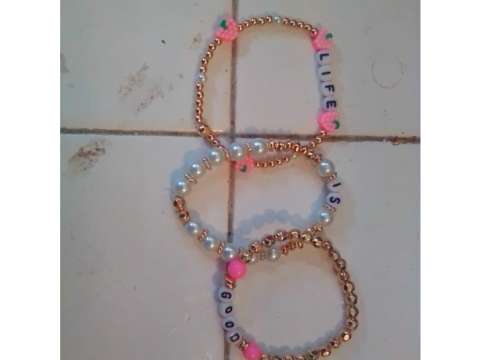 3 Stretchy Life Is Good Pearl and Spacer Beaded Bracelets