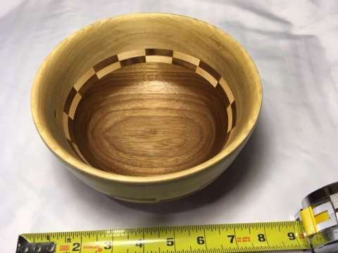 Oak and Walnut Bowl With Inlay