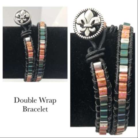 Double Wrap Bracelet With Leather