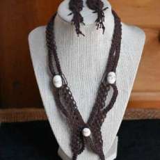 Micro Macrame Necklace and Earrings