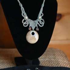 Micro Macrame Necklace and Earrings