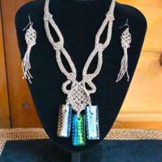 Micro Macrame Necklace and Earrings