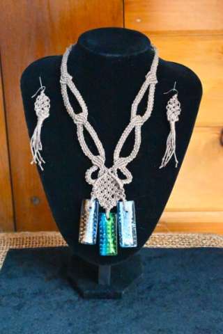 Micro Macrame Necklace and Earrings