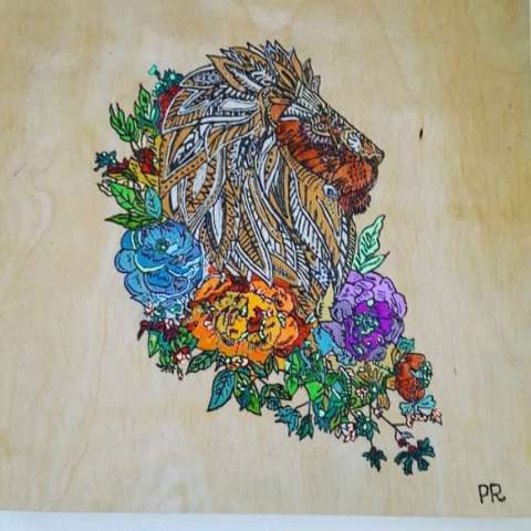 Lion in Flowers