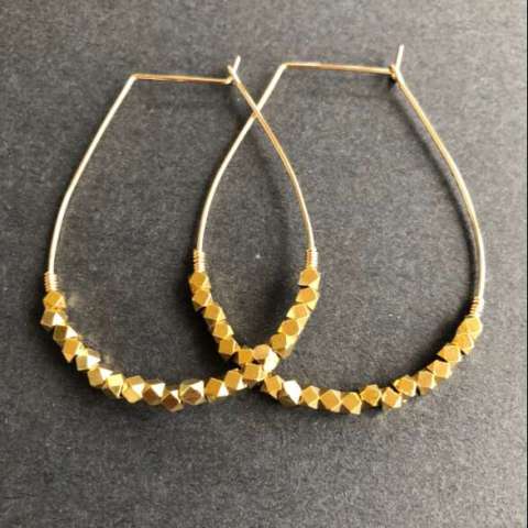 Gold Plated Bead Hoops