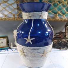 Blue Glass With Jute & Starfish