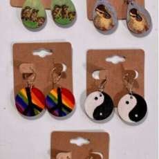 Hand Painted Wood Earrings