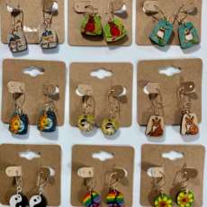 Hand Painted Wood Earrings