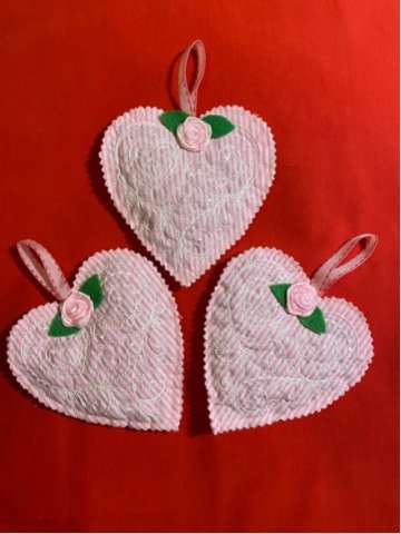 Dried Lavender Filled Embroidered Sachet Hearts