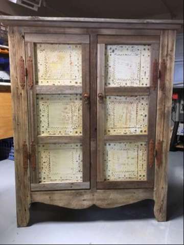3shelf Kitchen Cupboard/Antique Tin Doors. $395-495