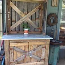 “Barn Door” Potting Cabinet on My Patio.