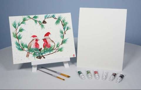Holiday LOVE Birds Watercolor Painting KIT