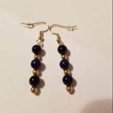Blue and Gold Earrings