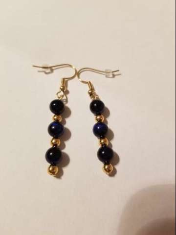 Blue and Gold Earrings