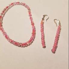Pink Kids Earrings and Bracelet Set