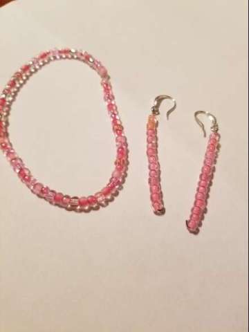 Pink Kids Earrings and Bracelet Set