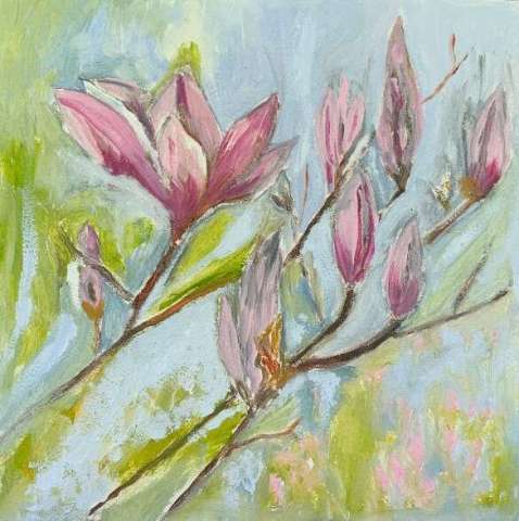 Oil Paint of Japanese Magnolias