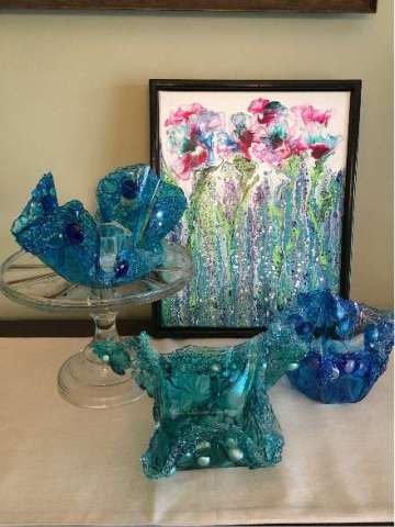 Acrylic Painting With Resin Vases
