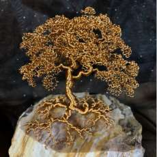 Petrified Wood Piece With Wire Tree