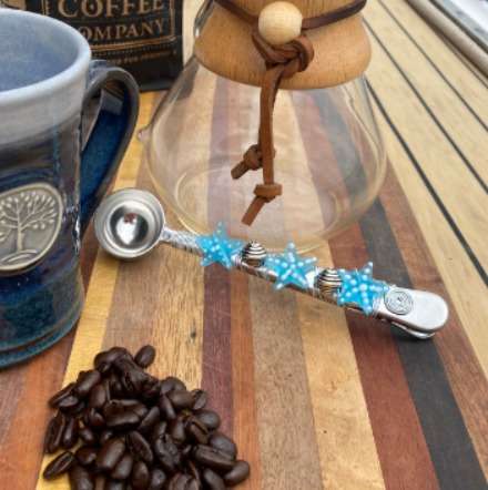 Coffee Scoop - Wire Wrapped With Glass Starfish Beads