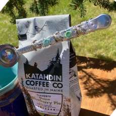 Coffee Scoop - Wire Wrapped With Turtles and Green Ceramic Beads