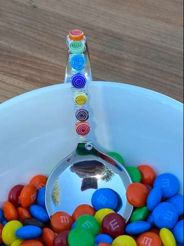 Candy and Nut Spoon - Wire Wrapped With Multi Colored Glass Beads