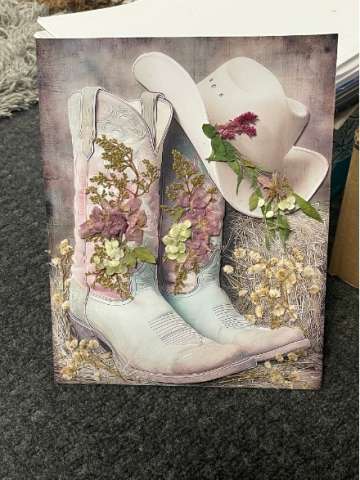 3-D Floral Cowgirl Greeting Card