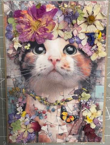 3-D Floral Cat