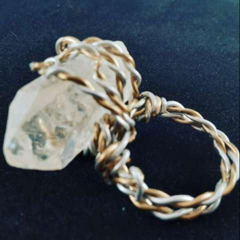 Wire Wrapped Clear Quartz Point Ring