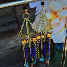 E28 Long Gold Plated Dangle Earrings