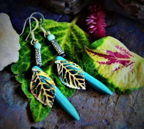 355 Silver Plated, Turquoise Stone Earrings.
