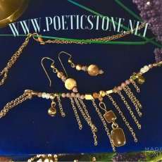 Set 51 With Real Stone, Piece. Earring & Necklace Set He a Stormyd D D