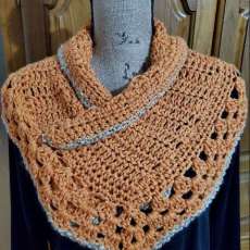 Crocheted Orange and Tan Ladies Scarf