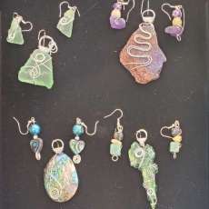 Pendant / Earring Sets - Seaglass, Abalone, & Jasper