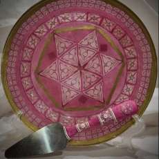 Pink Lace Cake Plate and Sever