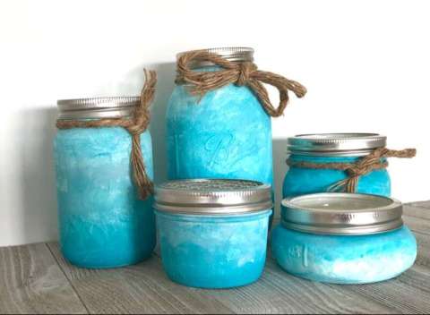 Custom Made Coastal Style Mason Jar Bathroom Set