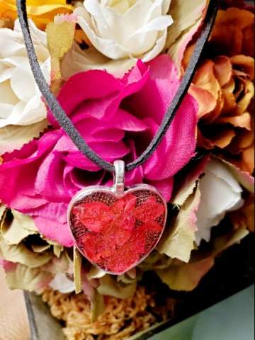 Beautiful Red Resin Heart Necklace