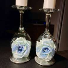 Blue Rose Candle Holder