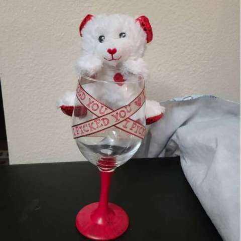 Valentine Teddy Bear Glass
